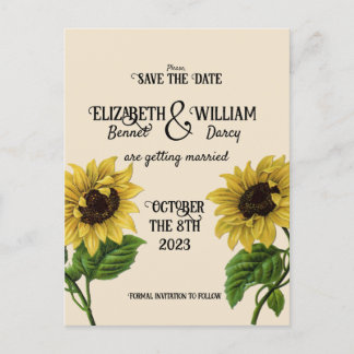 Sonnenblumen Cottagecore Vintage Termin vormerken Postkarte