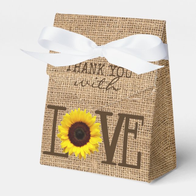 Sonnenblumen Country Burlap Print Brautparty Geschenkschachtel (Vorderseite)