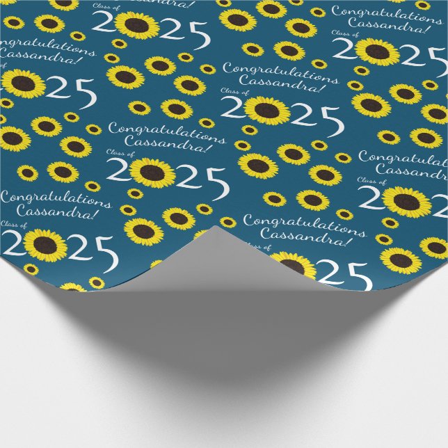 Sonnenblumen Country Graduation Party Blau Geschenkpapier (Ecke)