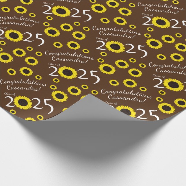 Sonnenblumen Country Graduation Party Brown Geschenkpapier (Ecke)