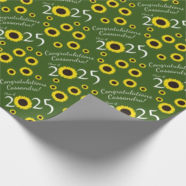 Sonnenblumen Country Graduation Party Green Geschenkpapier (Ecke)