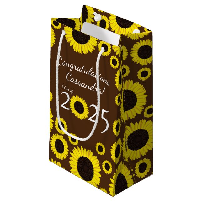 Sonnenblumen Country Graduation Party Kleine Geschenktüte (Vorderseite Schrägansicht)