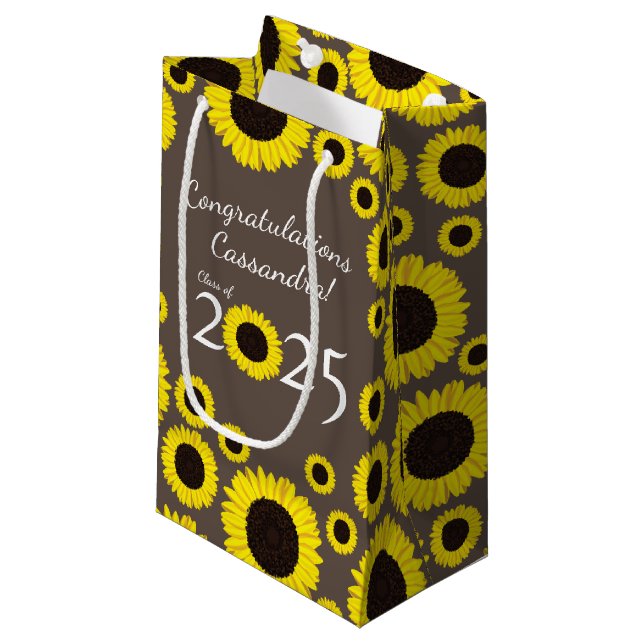 Sonnenblumen Country Graduation Party Kleine Geschenktüte (Vorderseite Schrägansicht)