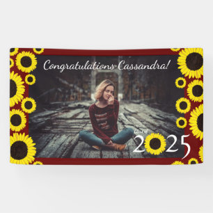 Sonnenblumen Country Graduation Party Maroon Banner