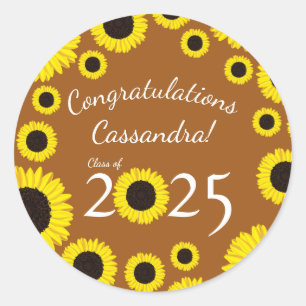 Sonnenblumen Country Graduation Party Orange Rost Runder Aufkleber