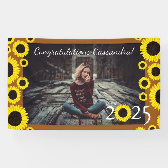Sonnenblumen Country Graduation Party Rost Orange Banner (Horizontal)