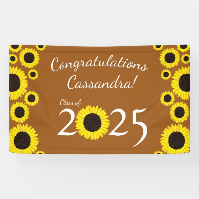 Sonnenblumen Country Graduation Party Rost Orange Banner (Horizontal)