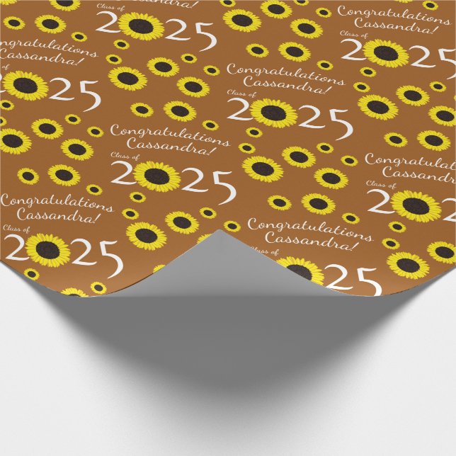 Sonnenblumen Country Graduation Party Rost Orange Geschenkpapier (Ecke)
