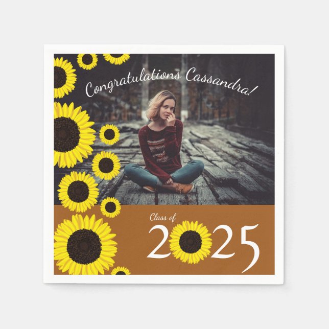 Sonnenblumen Country Graduation Party Rost Orange Serviette (Vorderseite)