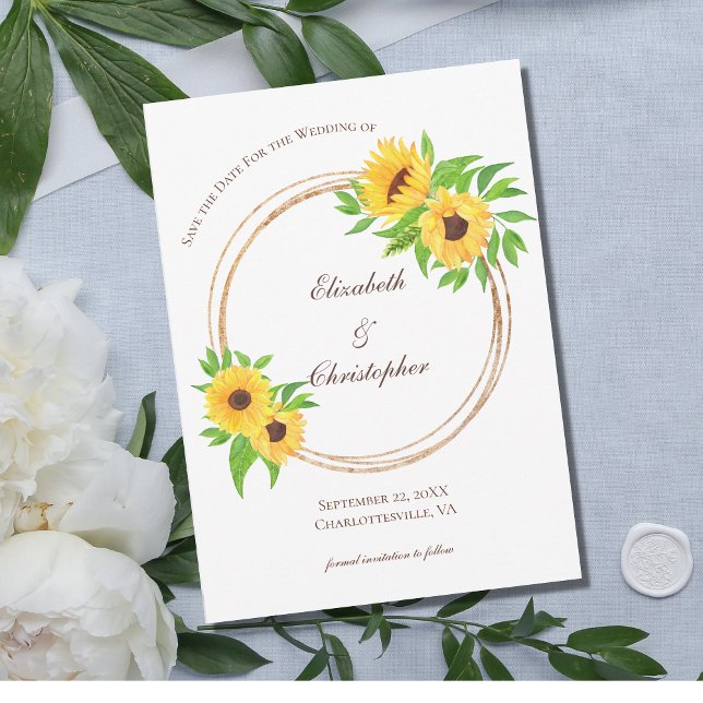 Sonnenblumen Country Yellow Floral QR Code Hochzei Save The Date (Von Creator hochgeladen)