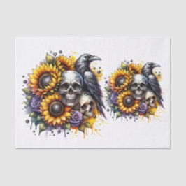 Sonnenblumen Crow and Skulls Decoupage Seidenpapier