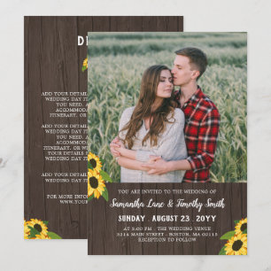 Sonnenblumen Custom Foto zwei in einer Hochzeit Einladung