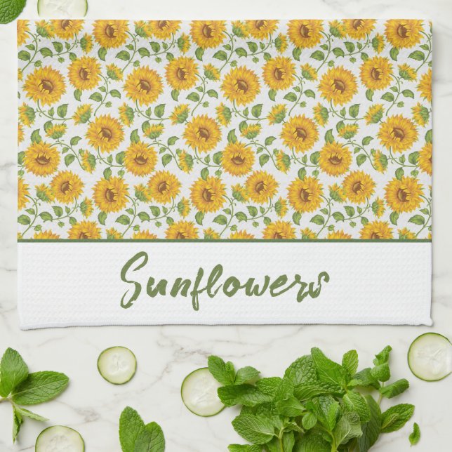 Sonnenblumen Custom Küchentücher (Gefaltet)