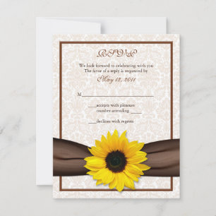 Sonnenblumen-Damaskus-Blumen-Hochzeit-Antwortkarte RSVP Karte
