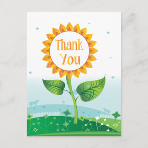 Sonnenblumen-Dankeschön-Gelbe-Grüne-Blumen Postkarte