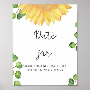 Sonnenblumen-Date Night-Ideen. Date-Glas-Braut-Spi Poster