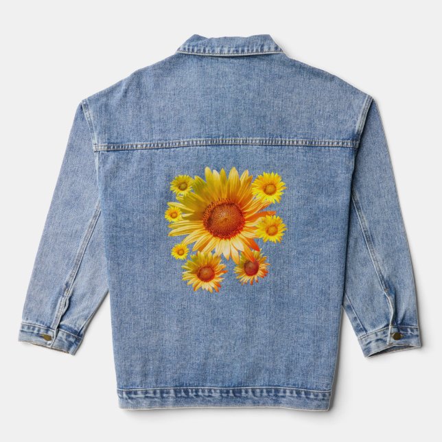Sonnenblumen-Denimjacke Jeansjacke (Rückseite)