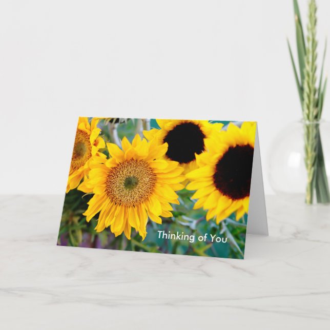 Sonnenblumen - denkend an Sie Anmerkungs-Karte Karte (Vorderseite)