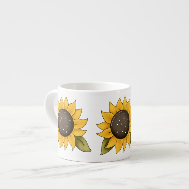 Sonnenblumen Design Knochen China Espresso Tasse (Vorderseite Links)