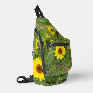 Sonnenblumen, die im Wind wehen, Crossbody Bag