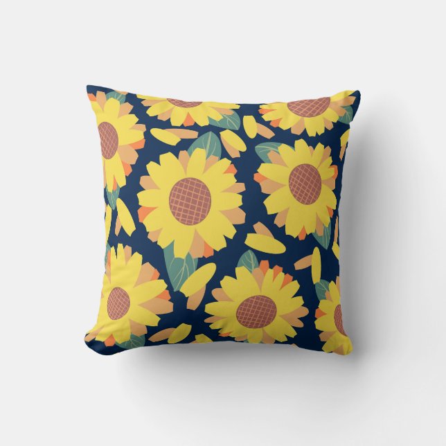 Sonnenblumen-Doodles Kissen (Vorderseite)