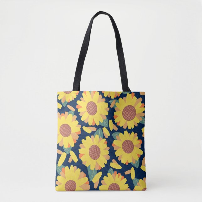 Sonnenblumen-Doodles Tasche (Vorderseite)
