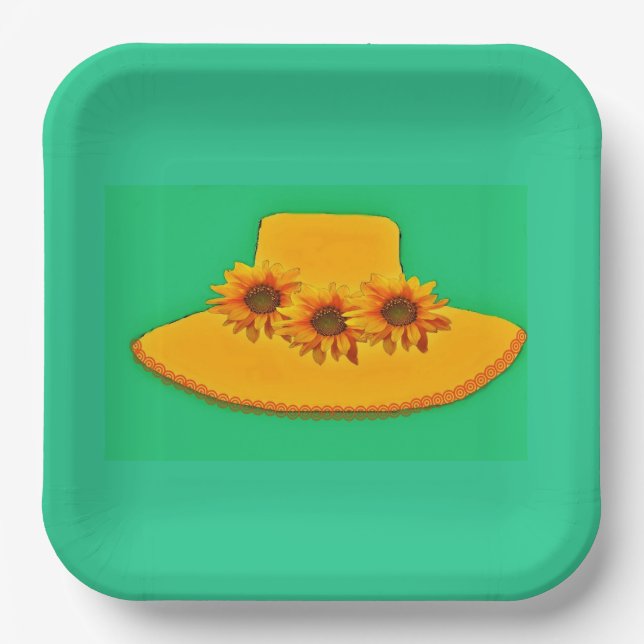 Sonnenblumen Drei Pappteller (Vorderseite)