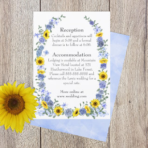Sonnenblumen, dunkelblaue Rose - Details zum Hochz Begleitkarte