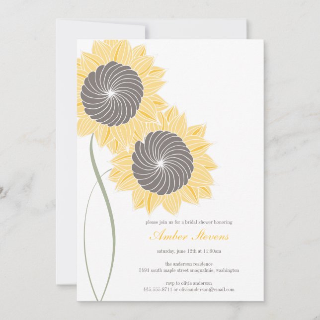 Sonnenblumen duschen,/Party Einladung (Vorderseite)