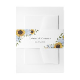 Sonnenblumen Dusty Blue Floral Rustikale Hochzeit Einladungsbanderole