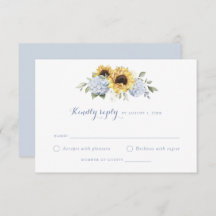 Sonnenblumen Dusty Blue Hydrangea Wedding RSVP