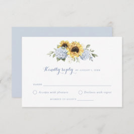 Sonnenblumen Dusty Blue Hydrangea Wedding RSVP Einladung
