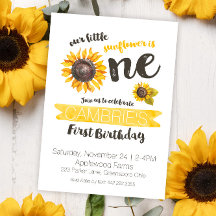 Sonnenblumen Einladung zum ersten Geburtstag