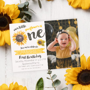 Sonnenblumen Einladung zum ersten Geburtstag Foto