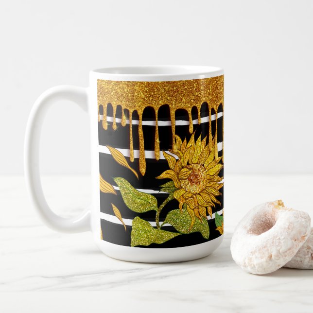 Sonnenblumen Einzigartig und whimsical Kaffeetasse (Mit Donut)