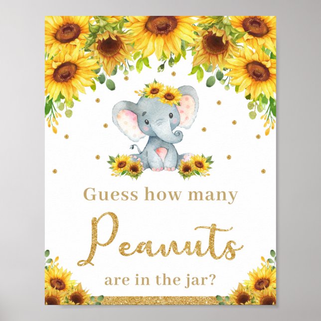 Sonnenblumen Elefant schätzt, wie viele Erdnüsse S Poster (Vorne)
