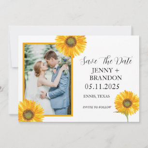 Sonnenblumen Elegante Moderne Gelbe Florale Fotogr Save The Date