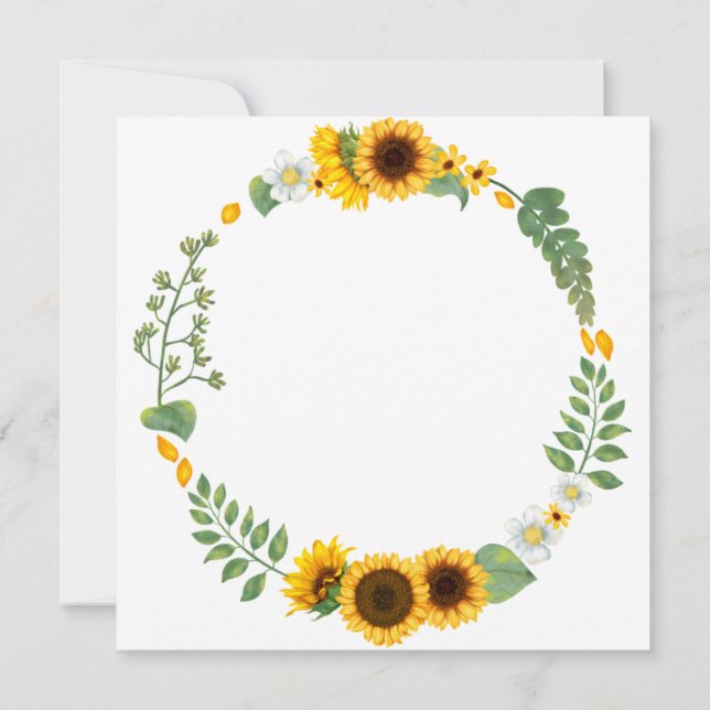 Sonnenblumen elegante rustikale Kreis Hochzeit Ein Einladung (Rückseite)