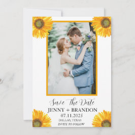 Sonnenblumen Elegantes Modernes Rustikales Foto Save The Date