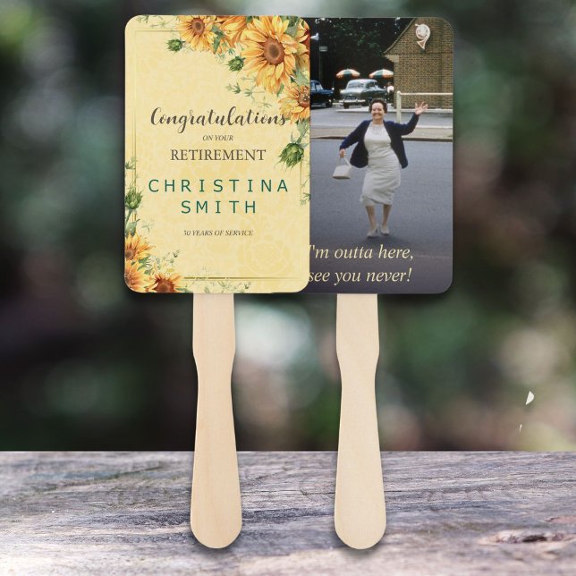 Sonnenblumen Elegantes Party für Wasserfarben Fächer (Sunflower Elegant Watercolor Retirement Party Hand Fan)