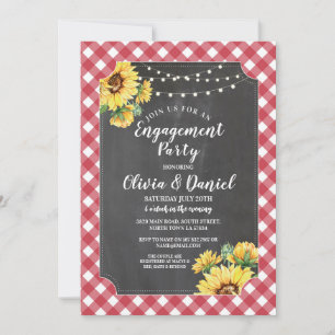 Sonnenblumen Engagement Party Dusche Red White Einladung