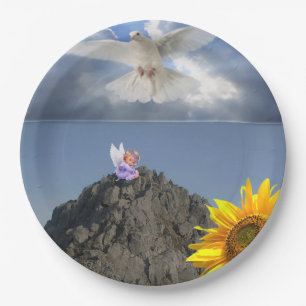 Sonnenblumen Engel Weiße Taube Papierplatten Pappteller