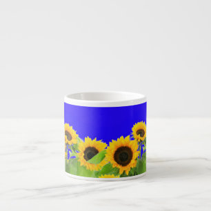 Sonnenblumen Espresso Cup Ukraine Flag Farben Frei Espressotasse