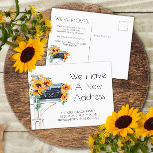 Sonnenblumen Eucalyptus Mailbox Neue Adresse Ankündigungspostkarte