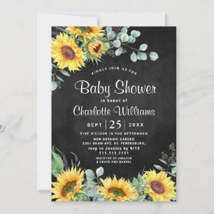 Sonnenblumen Eucalyptus Rustic NEUTRAL Baby Dusche Einladung