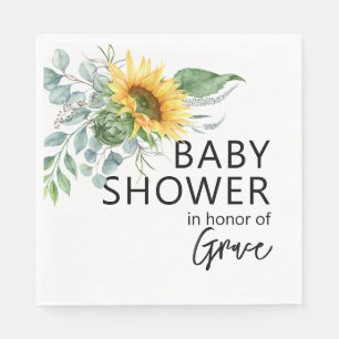 Sonnenblumen-Eukalyptus Baby Shower Grüner Serviette