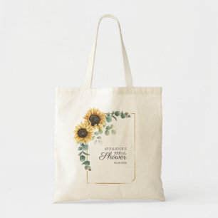 Sonnenblumen-Eukalyptus-Blätter Schriftzug Brautpa Tragetasche