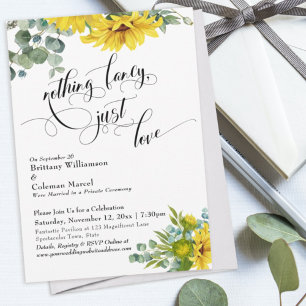 Sonnenblumen-Eukalyptus-Elegante-Typografie-Empfan Einladung