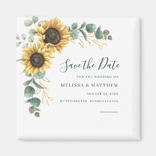 Sonnenblumen Eukalyptus Floral Save The Date Magnet