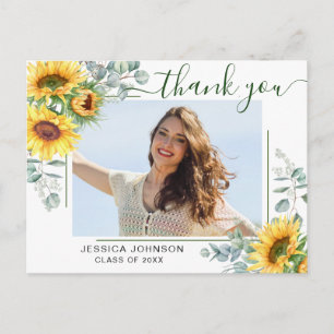 Sonnenblumen Eukalyptus FOTO Abschluss Vielen Dank Postkarte
